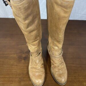 Steve Madden Roady Leather Riding Boots Tall Knee High Brown Tan Size 8
